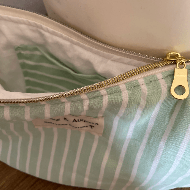 Sac baguette rayé vert 