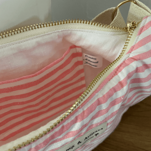 Sac baguette rayé rose
