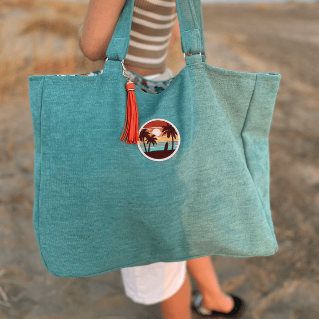 Cabas de plage turquoise